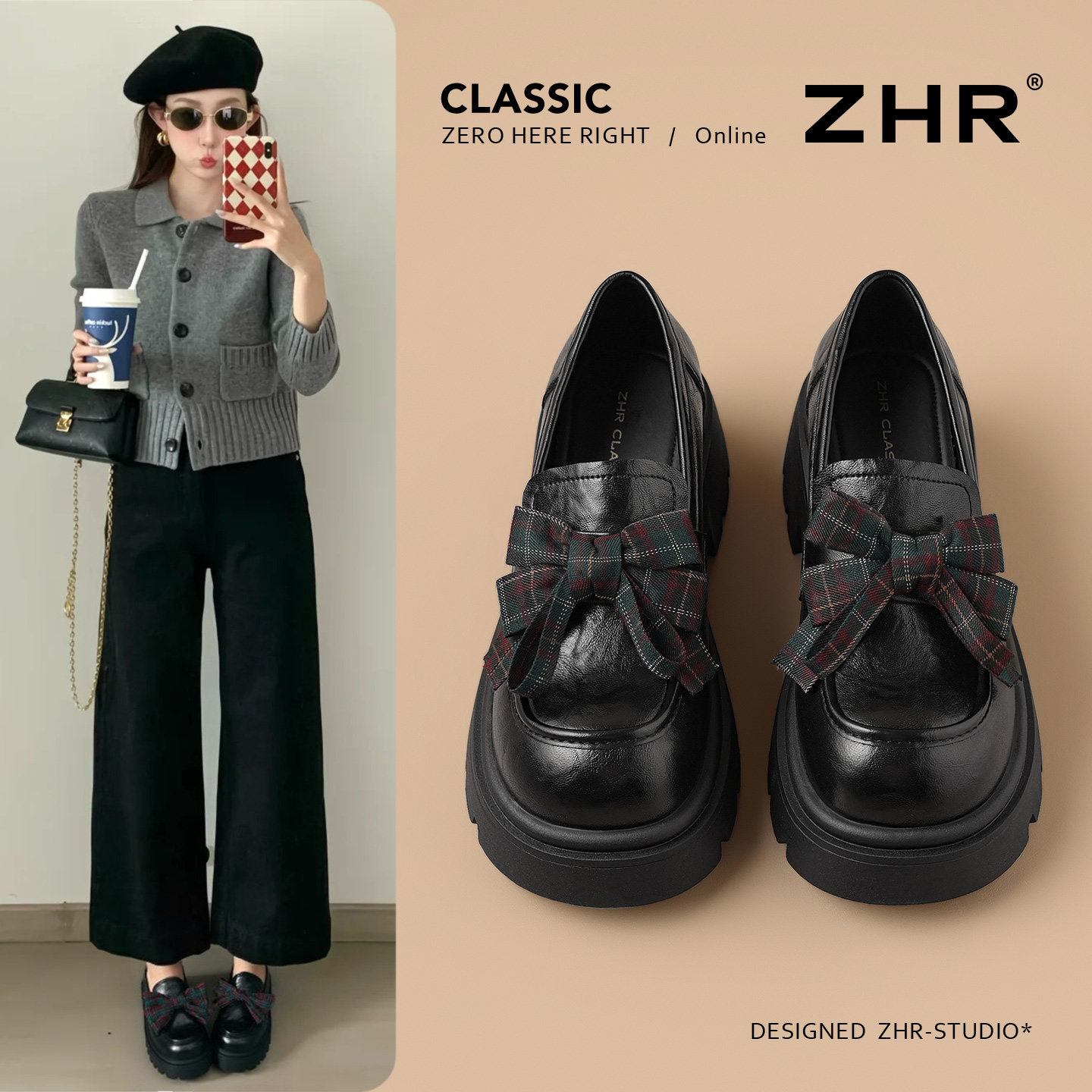 ZHR则则厚底乐福鞋女款2026夏秋新款英伦风jk小皮鞋舒适软底单鞋主图