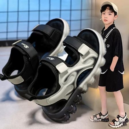 乔舟蓝男童凉鞋2026夏季新款儿童运动沙滩鞋男孩防滑防臭露趾凉拖