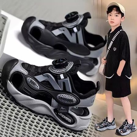 乔舟蓝男童凉鞋2026新款夏季儿童包头运动溯溪凉鞋男孩中大童软底