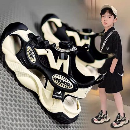 乔舟蓝男童凉鞋2026夏季新款儿童包头运动沙滩鞋男孩大童防滑软底