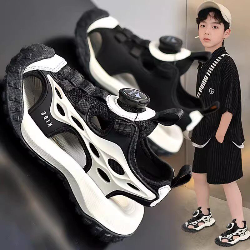 乔舟蓝男童包头凉鞋2026夏季新款儿童运动沙滩鞋中大童软底凉拖鞋鞋主图