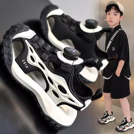 乔舟蓝男童包头凉鞋2026夏季新款儿童运动沙滩鞋中大童软底凉拖鞋鞋