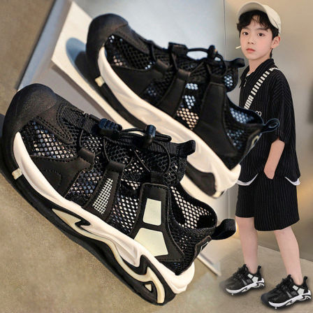 乔舟蓝男童单网鞋镂空透气2026夏季新款儿童运动鞋中大童溯溪凉鞋