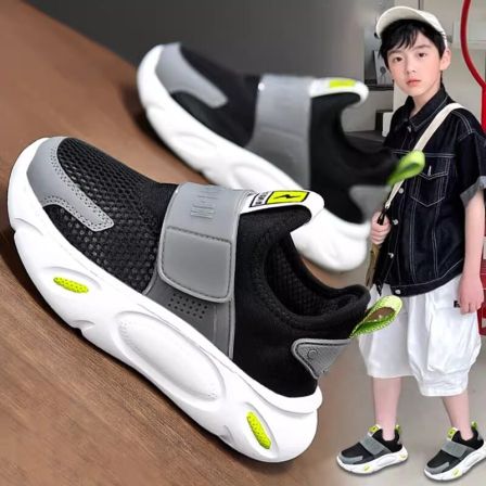 乔舟蓝男童鞋2026夏季新款镂空透气单网鞋儿童运动鞋中大童跑步鞋