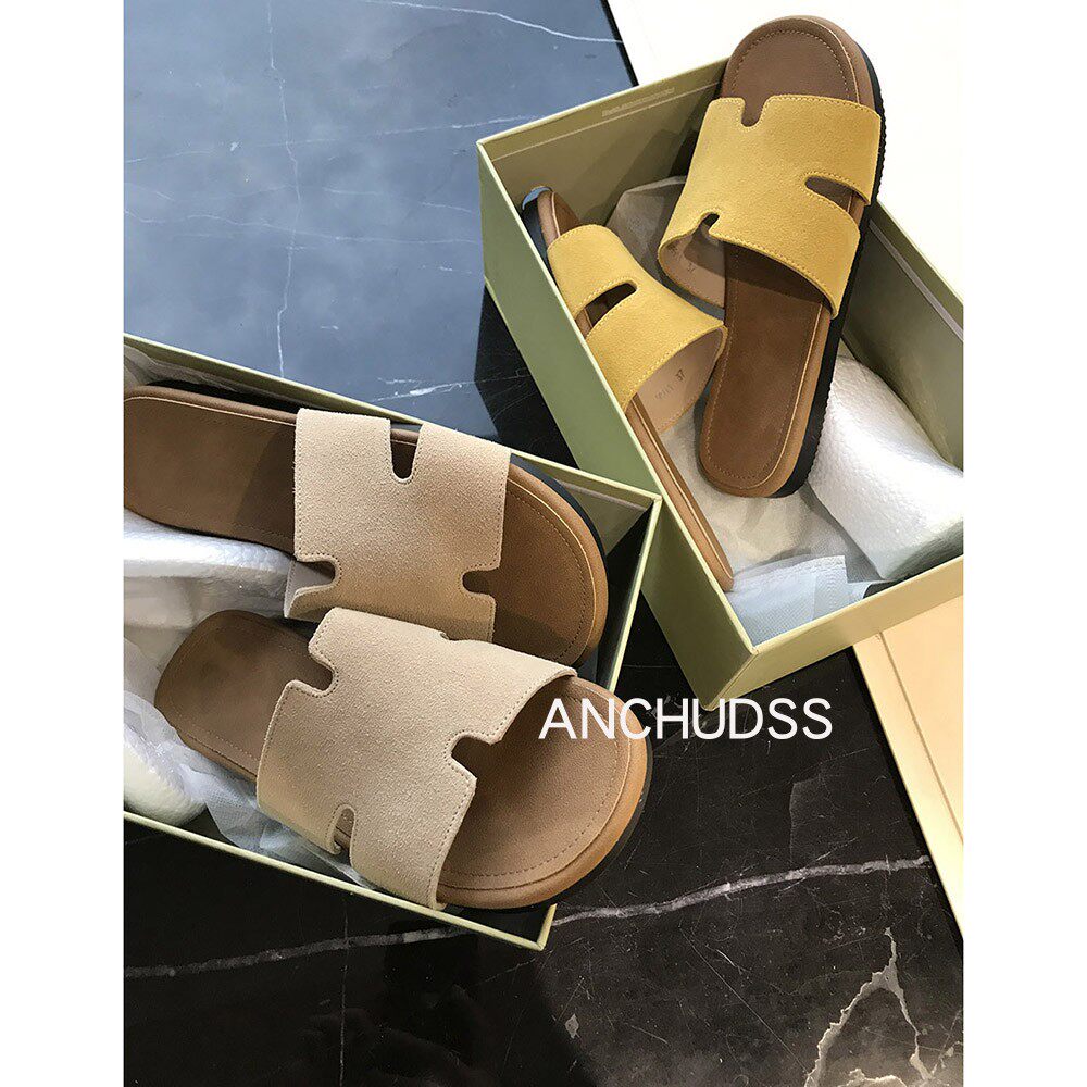 ANCHUDSS H拖~超软超舒适！会呼吸的牛皮一字百搭平底凉拖凉鞋主图