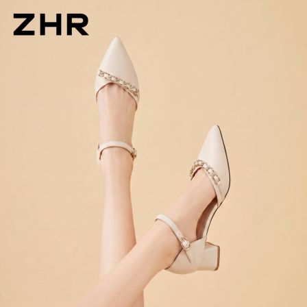 法式绝美尖头单鞋一字带凉鞋女