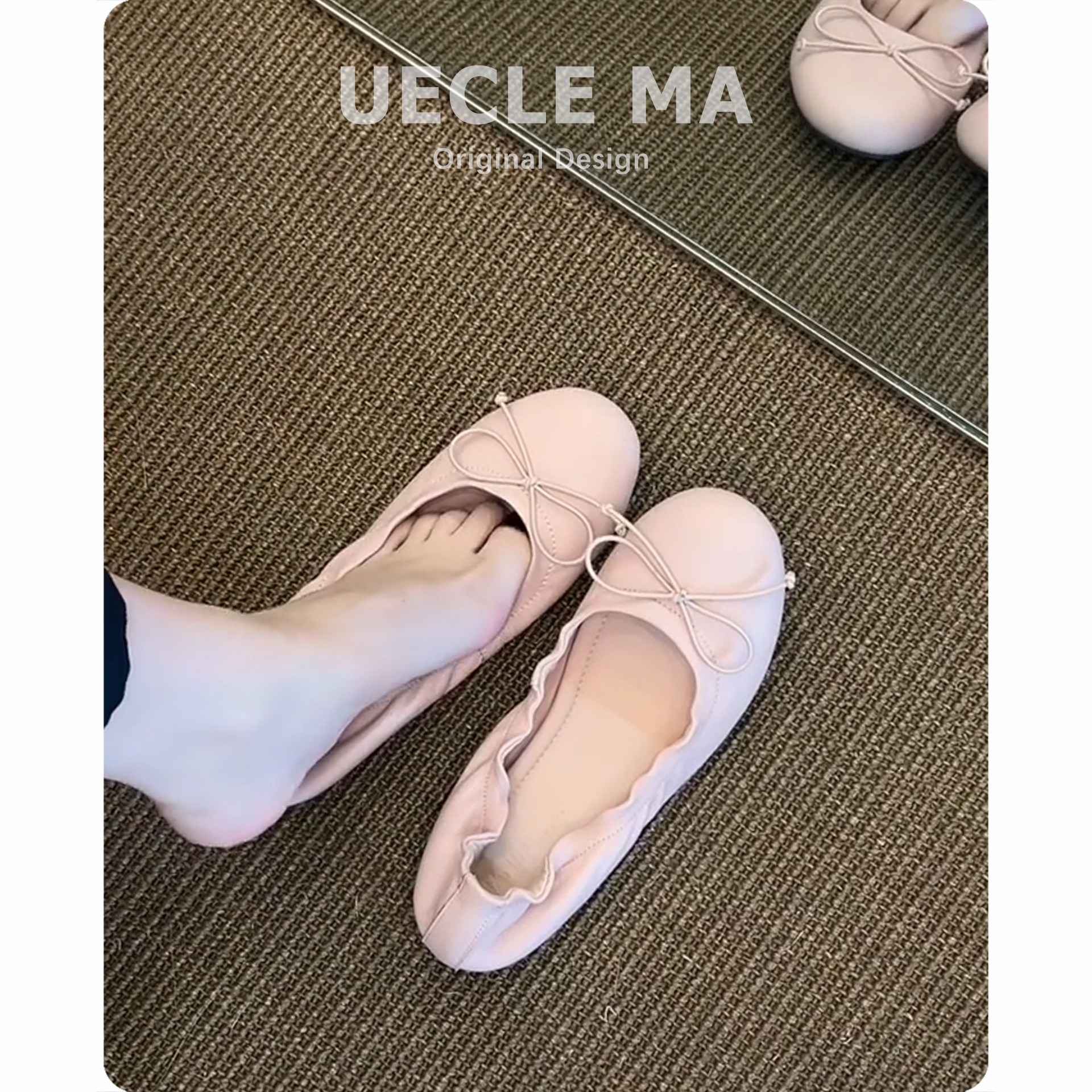 超软小羊皮~法式单鞋女平底蝴蝶结芭蕾鞋子绝美软底玛丽珍摇摇鞋主图