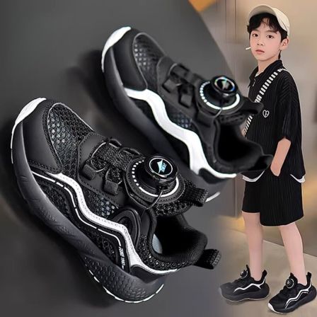 乔舟蓝男童鞋夏季2026新款镂空透气单网鞋儿童跑步运动鞋男孩学生