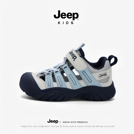 jeep男童轻便网面透气运动鞋儿童中大童防滑涉水休闲包头户外鞋子