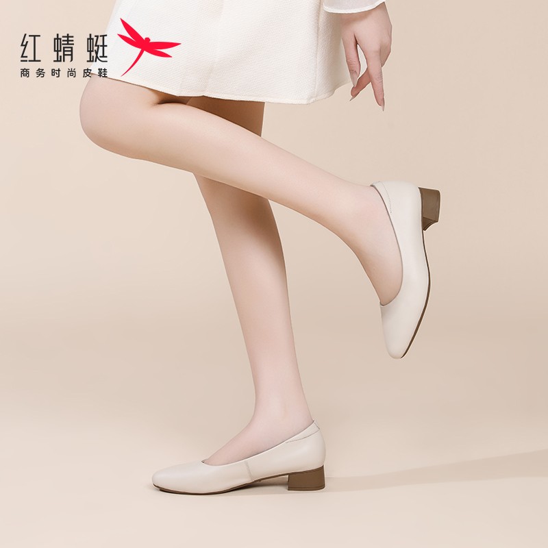 红蜻蜓2026春夏低跟粗跟上班休闲小皮鞋高跟鞋真皮单鞋通勤职业鞋主图