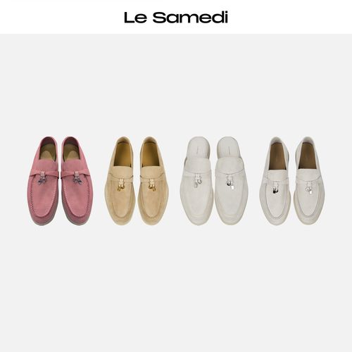 Le Samedi马油叶儿【云端漫旅】绒面牛皮流苏锁扣一脚蹬乐福鞋主图