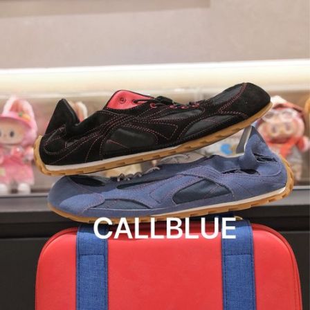 CALLBLUE『一脚蹬赤足』夏季透气牛绒真皮平薄底宽楦轻弹男板鞋