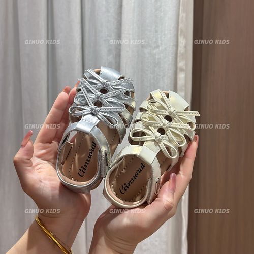 奇诺鼠女童凉鞋夏季新款女公主鞋蝴蝶结儿童鞋包头软底鞋防滑2813主图