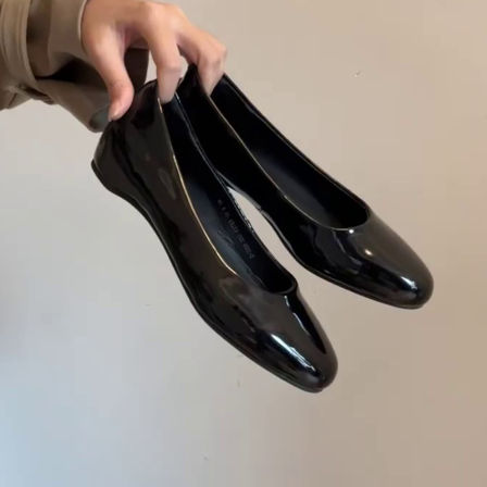 羊皮版~法式高级感圆头浅口内增高单鞋简约通勤百搭一脚蹬芭蕾鞋