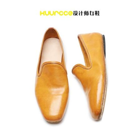 【kuurcce】马皮水洗休闲一脚蹬女鞋复古乐福鞋低跟懒人鞋软底单鞋