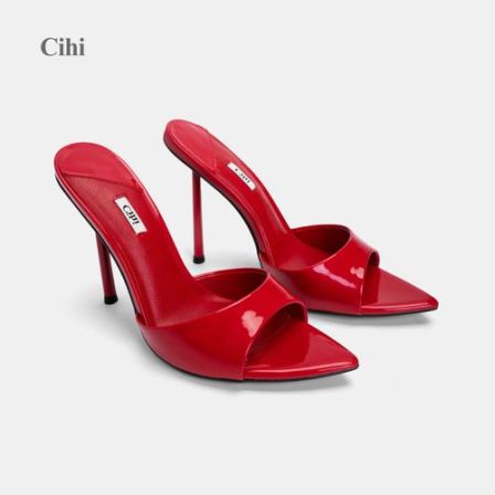 Cihi 极细钢管跟系列 尖头极细一字带弧度锋利 高跟穆勒半拖