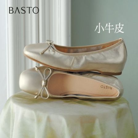 百思图2026秋季新款商场同款牛皮浅口单鞋简约通勤女鞋C7662CQ6
