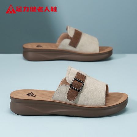 足力健老人鞋旗舰店正品2026夏季新款轻便复古一脚蹬女鞋凉拖透气