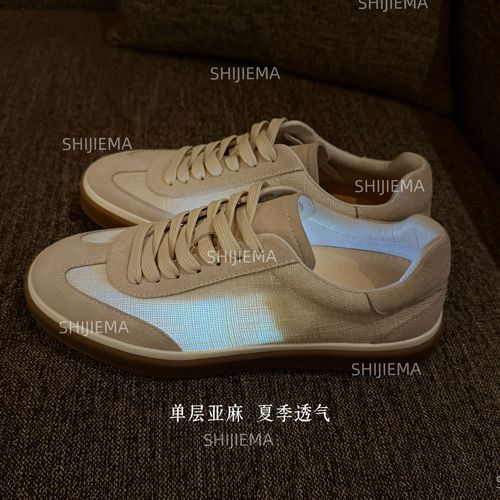 高定亚麻L*P德训鞋牛筋底舒适耐磨增高百搭板鞋夏季透气低帮经典主图
