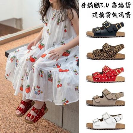 夏！【慵懒！真皮勃肯凉鞋！】2026男女童洋气时尚夏季凉鞋网红