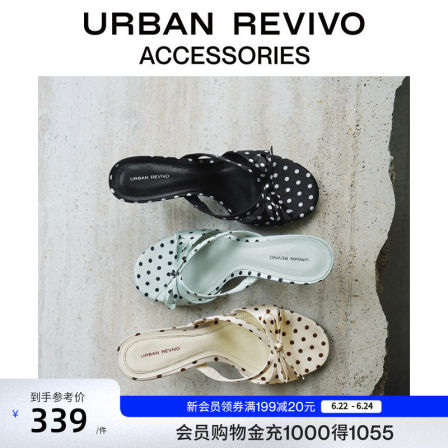 URBAN REVIVO2026夏季新款女波点蝴蝶结法式高跟凉拖鞋UAYS60037#