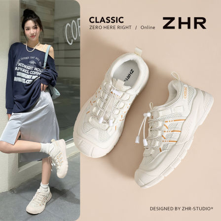 ZHR则则户外休闲鞋女2026夏季新款网面厚底登山鞋软底运动小白鞋