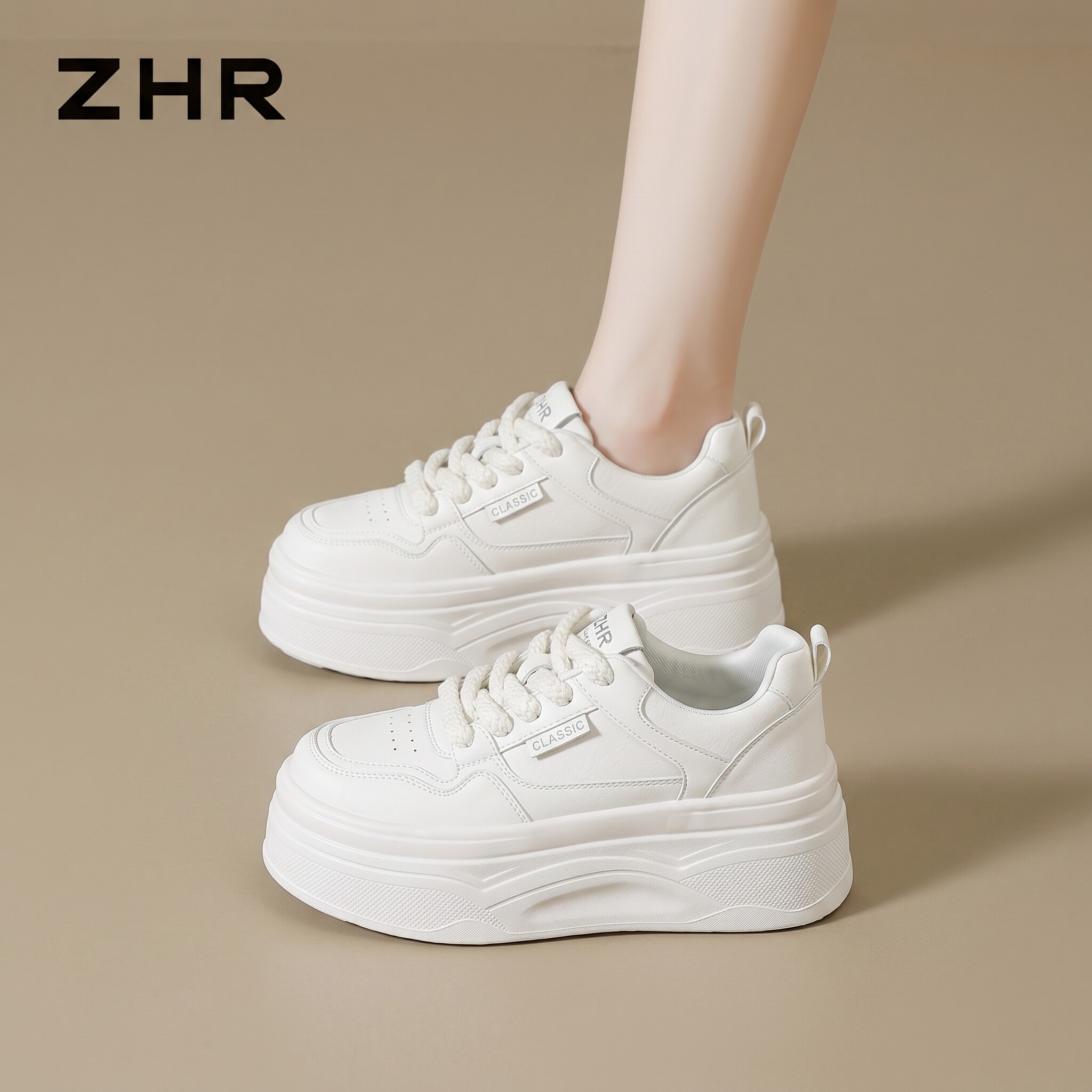 ZHR则则厚底小白鞋女款2026秋季新款软底轻便增高休闲鞋百搭板鞋主图