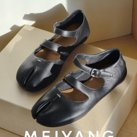 美洋MEIYANG 马蹄莲分趾鞋 羊皮牛皮_双带一脚蹬可调节A0341周五