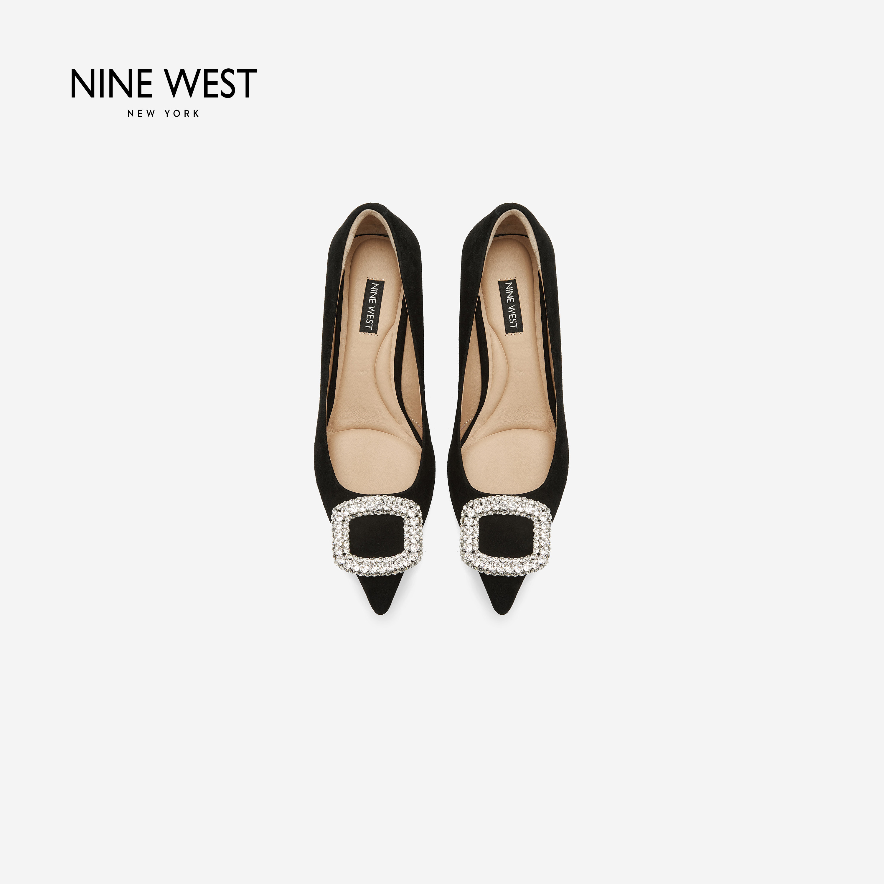 Nine West/玖熙黑色带钻尖头高跟鞋女士2026秋季新款5cm浅口单鞋主图
