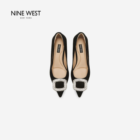 Nine West/玖熙黑色带钻尖头高跟鞋女士2026秋季新款5cm浅口单鞋
