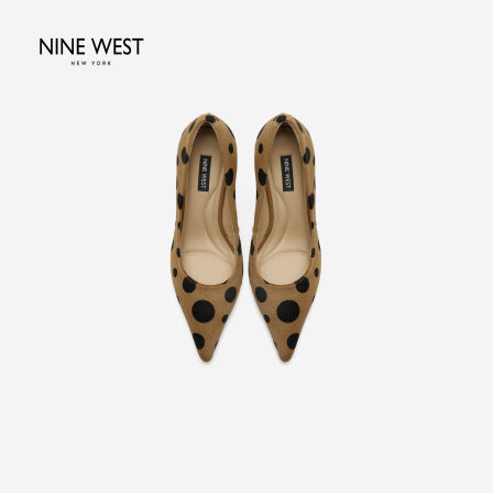 Nine West/玖熙波点高跟鞋女2026新款通勤细跟尖头真皮浅口单鞋