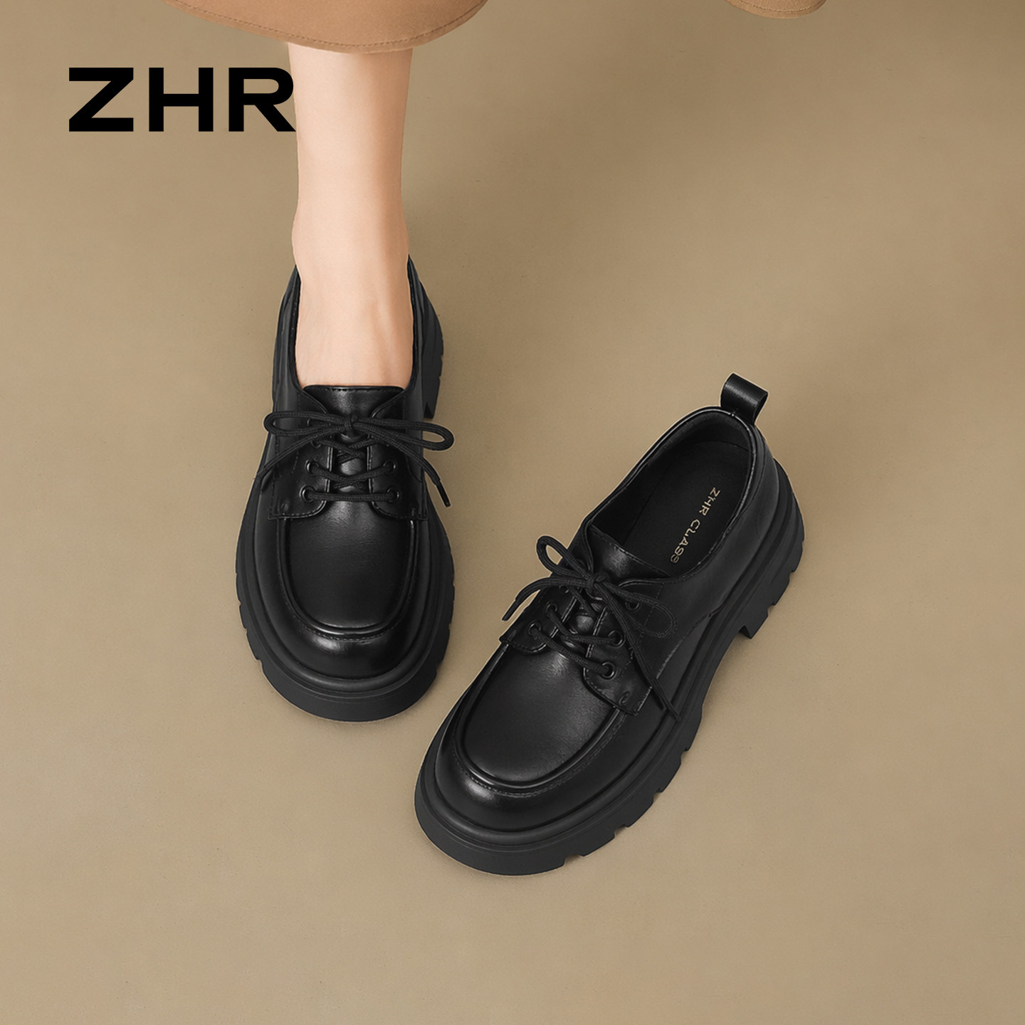 ZHR则则复古乐福鞋女2026新款秋季外穿通勤小皮鞋配裙子深口单鞋主图