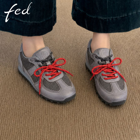 fed网面德训鞋女秋季新款厚底女鞋透气轻便休闲运动鞋增高阿甘鞋