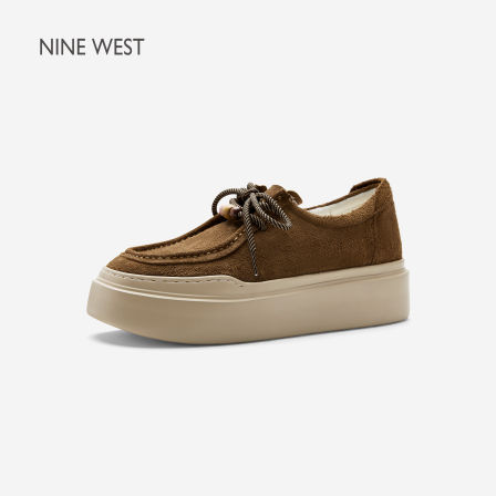 Nine West/玖熙厚底休闲鞋女2026秋季新款反绒乐福鞋一脚蹬袋鼠鞋