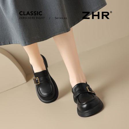 ZHR则则黑色乐福鞋女2026新款秋季百搭一脚蹬单鞋英伦风小皮鞋女