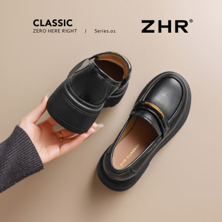 ZHR则则黑色乐福鞋女2026新款秋季厚底增高百搭单鞋英伦风小皮鞋