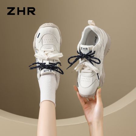 ZHR则则厚底德训鞋女2026新款秋季运动鞋小白鞋老爹鞋内增高女鞋