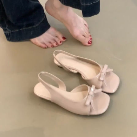 羊皮版~甜美温柔时尚仙女风方头显瘦时装凉鞋女舒适百搭露趾凉鞋