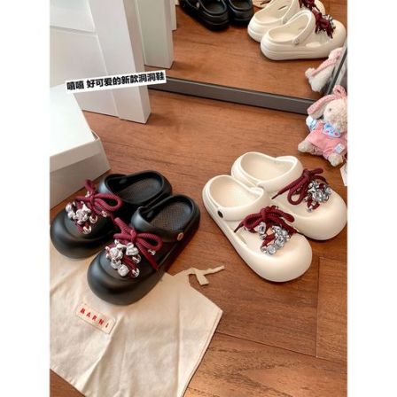 【苏茵茵】蝴蝶结水钻厚底包头凉鞋女拖鞋洞洞鞋E5215012