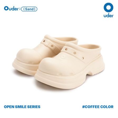 【2026新品】Ouder厨师鞋浅卡其洞洞鞋女夏新款沙滩防滑厚底增高鞋