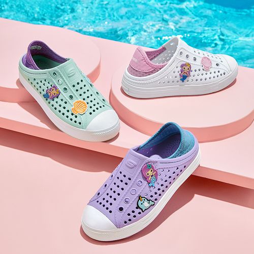 Skechers斯凯奇女童一脚蹬泡泡鞋时尚百搭洞洞鞋舒适透气防滑凉鞋主图