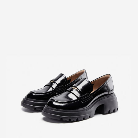 Nine West/玖熙书书同款曼特宁厚底乐福鞋女夏季新款羊皮包鞋女款