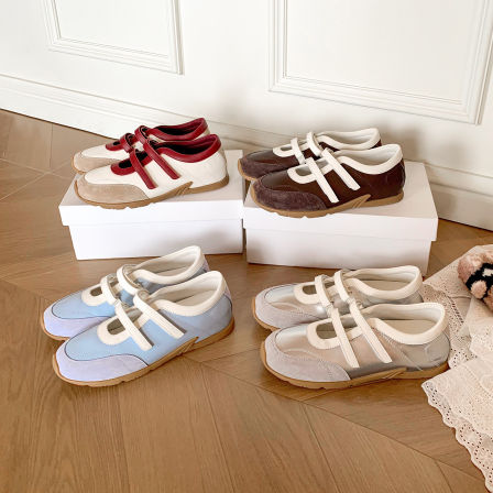 【蜜蜂欢乐社】3cm内增高芭蕾玛丽珍女鞋2026新款运动休闲德训鞋