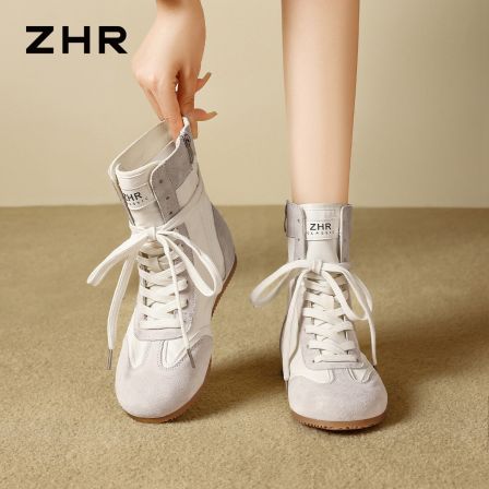 ZHR则则真皮靴子短靴女2026秋季新款休闲时尚户外靴复古德训靴子