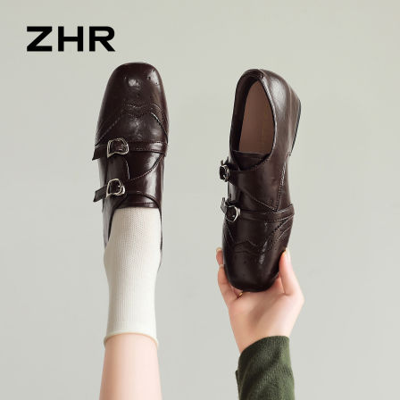 ZHR则则英伦风小皮鞋女2026秋季新款布洛克厚底乐福鞋内增高单鞋