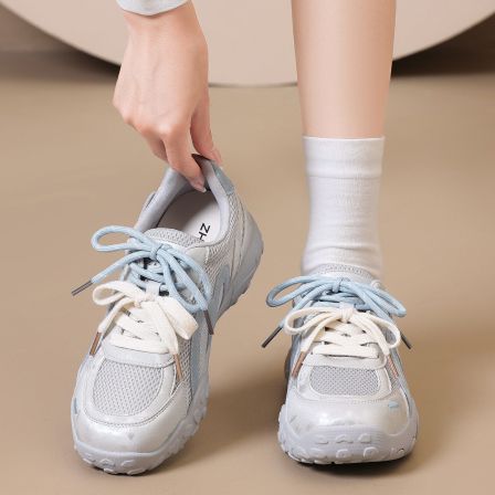 ZHR则则蓝色德训鞋女2026新款秋季网面透气老爹鞋休闲运动阿甘鞋