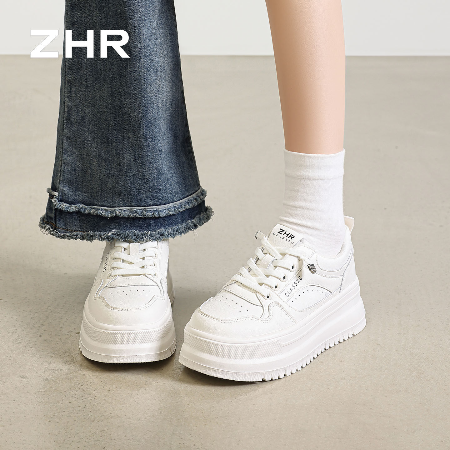 ZHR则则厚底增高小白鞋女2026秋季新款小个子增高板鞋户外休闲鞋主图