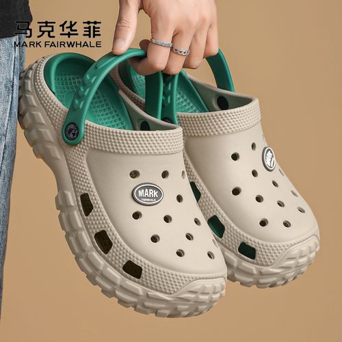 马克华菲夏季新款洞洞鞋男女透气防滑拖鞋厚底轻软不累脚沙滩凉鞋主图