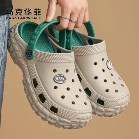 马克华菲夏季新款洞洞鞋男女透气防滑拖鞋厚底轻软不累脚沙滩凉鞋