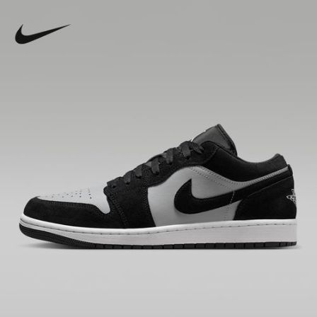 耐克/NIKE男子AJ1黑白灰低帮潮流经典复古休闲板鞋 553558048